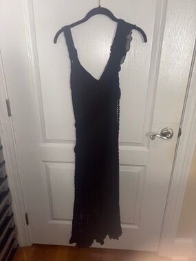 Shape FX Black Crochet V-Neck Maxi Dress